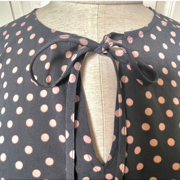 Boden grey long sleeved blouse with pink polka dots - Picture 5 of 10